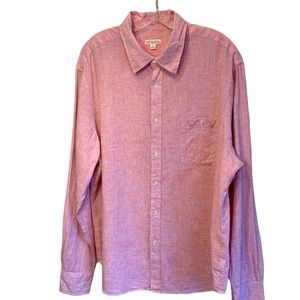 MERONA Men’s Linen/Cotton Button up Long Sleeve Shirt Pink Salmon Color Size XL